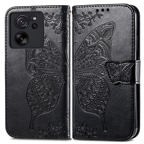 Funda de Cuero Cartera con Soporte Mariposa Carcasa para Xiaomi Mi 13T 5G Negro