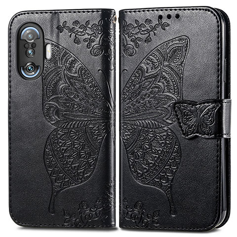 Funda de Cuero Cartera con Soporte Mariposa Carcasa para Xiaomi Poco F3 GT 5G Negro