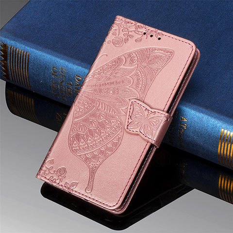 Funda de Cuero Cartera con Soporte Mariposa Carcasa para Xiaomi Poco M2 Rosa