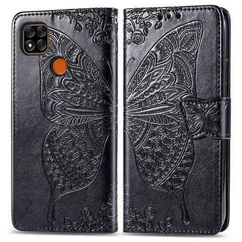 Funda de Cuero Cartera con Soporte Mariposa Carcasa para Xiaomi Redmi 10A 4G Negro