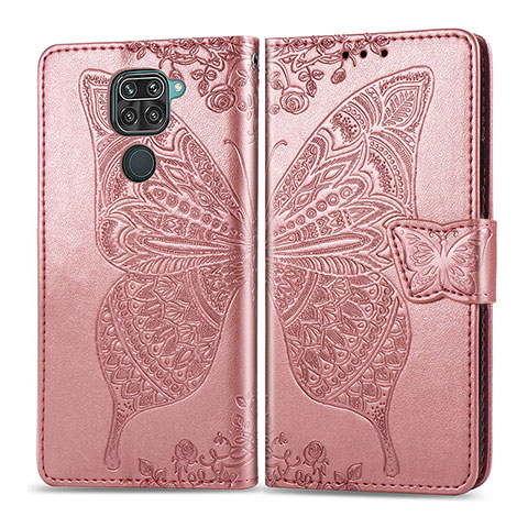 Funda de Cuero Cartera con Soporte Mariposa Carcasa para Xiaomi Redmi 10X 4G Rosa