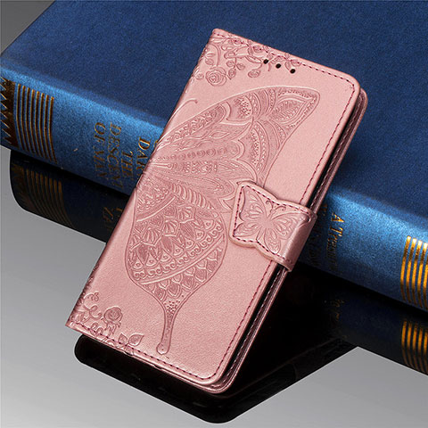 Funda de Cuero Cartera con Soporte Mariposa Carcasa para Xiaomi Redmi 9 Prime India Rosa