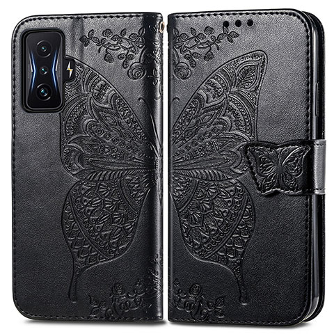 Funda de Cuero Cartera con Soporte Mariposa Carcasa para Xiaomi Redmi K50 Gaming 5G Negro