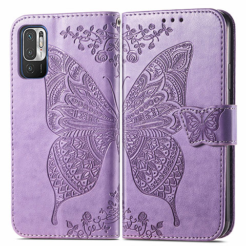 Funda de Cuero Cartera con Soporte Mariposa Carcasa para Xiaomi Redmi Note 11 SE 5G Purpura Claro