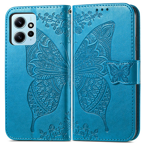 Funda de Cuero Cartera con Soporte Mariposa Carcasa para Xiaomi Redmi Note 12 4G Azul