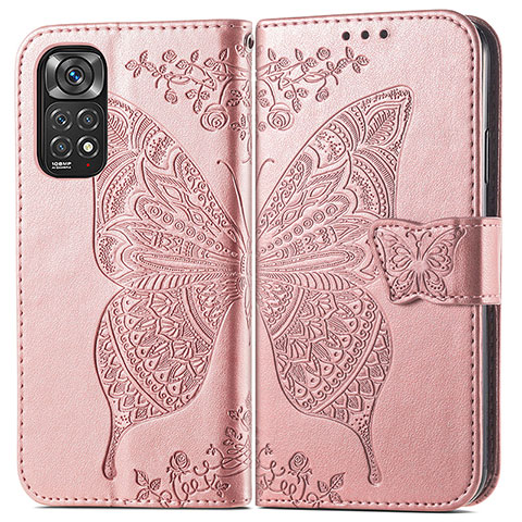 Funda de Cuero Cartera con Soporte Mariposa Carcasa para Xiaomi Redmi Note 12 Pro 4G Rosa