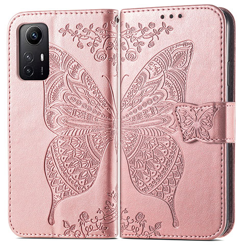 Funda de Cuero Cartera con Soporte Mariposa Carcasa para Xiaomi Redmi Note 12S Oro Rosa