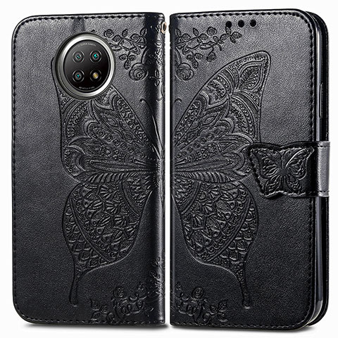 Funda de Cuero Cartera con Soporte Mariposa Carcasa para Xiaomi Redmi Note 9T 5G Negro