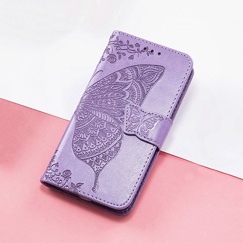 Funda de Cuero Cartera con Soporte Mariposa Carcasa S01D para Huawei Enjoy 50 Pro Purpura Claro