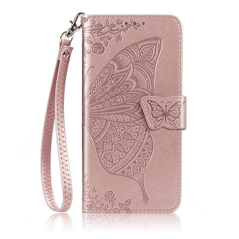 Funda de Cuero Cartera con Soporte Mariposa Carcasa S01D para Huawei Honor 10X Lite Oro Rosa