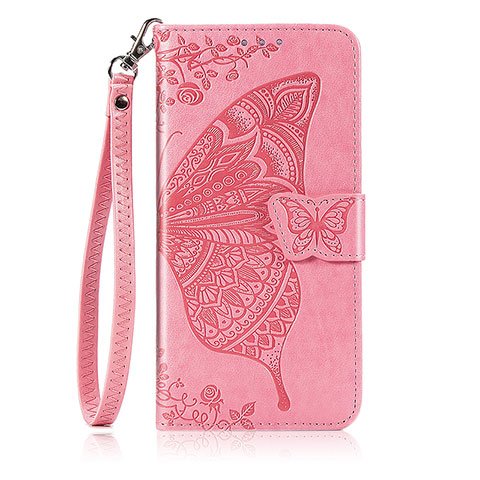 Funda de Cuero Cartera con Soporte Mariposa Carcasa S01D para Huawei Honor 10X Lite Rosa Roja