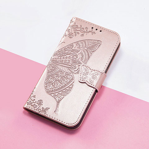 Funda de Cuero Cartera con Soporte Mariposa Carcasa S01D para Huawei Honor 50 Pro 5G Oro Rosa