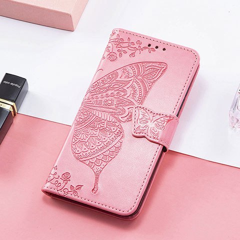 Funda de Cuero Cartera con Soporte Mariposa Carcasa S01D para Huawei Honor 60 Pro 5G Rosa Roja