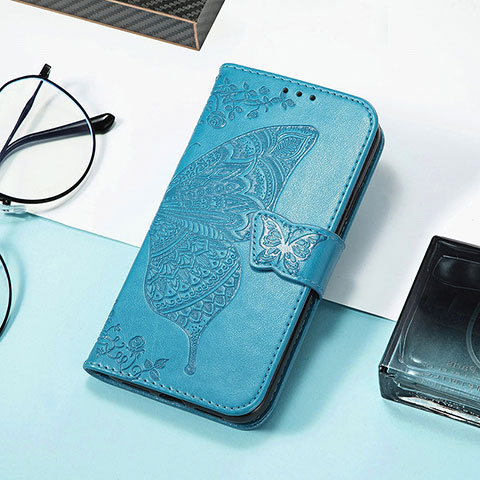 Funda de Cuero Cartera con Soporte Mariposa Carcasa S01D para Huawei Honor 60 SE 5G Azul