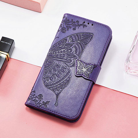 Funda de Cuero Cartera con Soporte Mariposa Carcasa S01D para Huawei Honor 60 SE 5G Morado