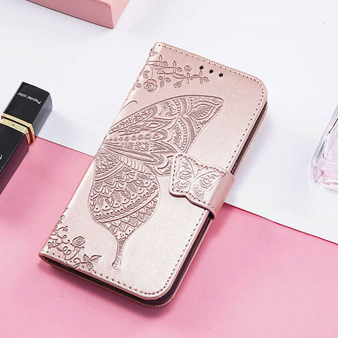 Funda de Cuero Cartera con Soporte Mariposa Carcasa S01D para Huawei Honor 80 Pro Flat 5G Oro Rosa