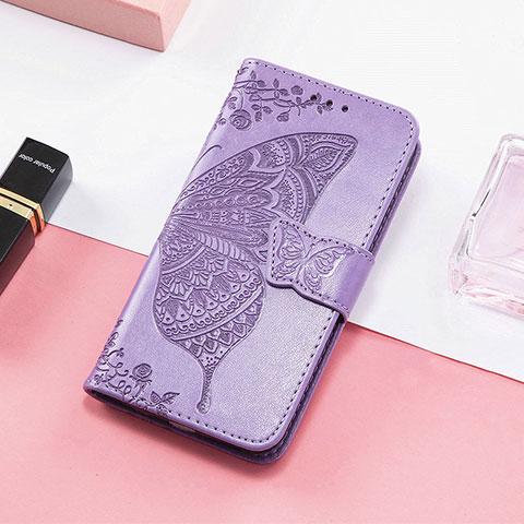 Funda de Cuero Cartera con Soporte Mariposa Carcasa S01D para Huawei Honor 80 SE 5G Purpura Claro