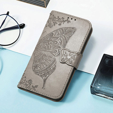 Funda de Cuero Cartera con Soporte Mariposa Carcasa S01D para Huawei Honor Magic5 Pro 5G Gris