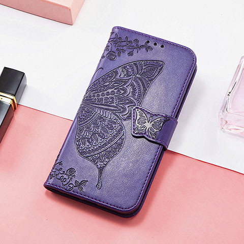 Funda de Cuero Cartera con Soporte Mariposa Carcasa S01D para Samsung Galaxy F13 4G Morado