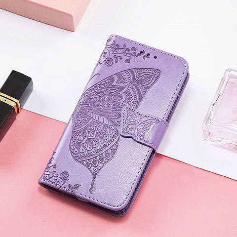 Funda de Cuero Cartera con Soporte Mariposa Carcasa S01D para Samsung Galaxy M13 5G Purpura Claro