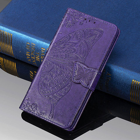 Funda de Cuero Cartera con Soporte Mariposa Carcasa S01D para Samsung Galaxy S23 Ultra 5G Morado