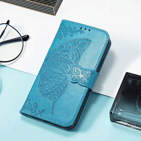 Funda de Cuero Cartera con Soporte Mariposa Carcasa S01D para Samsung Galaxy XCover 6 Pro 5G Azul