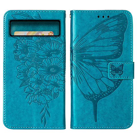 Funda de Cuero Cartera con Soporte Mariposa Carcasa Y01B para Google Pixel 8 5G Azul