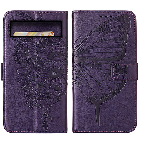 Funda de Cuero Cartera con Soporte Mariposa Carcasa Y01B para Google Pixel 8 5G Morado