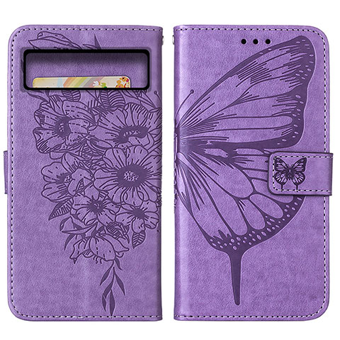 Funda de Cuero Cartera con Soporte Mariposa Carcasa Y01B para Google Pixel 8 5G Purpura Claro