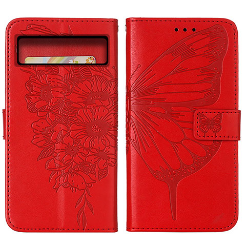 Funda de Cuero Cartera con Soporte Mariposa Carcasa Y01B para Google Pixel 8 5G Rojo