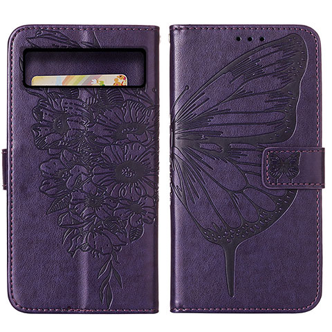 Funda de Cuero Cartera con Soporte Mariposa Carcasa Y01B para Google Pixel 8 Pro 5G Morado