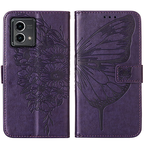 Funda de Cuero Cartera con Soporte Mariposa Carcasa Y01B para Motorola Moto G Stylus (2023) 5G Morado