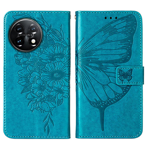 Funda de Cuero Cartera con Soporte Mariposa Carcasa Y01B para OnePlus 11 5G Azul