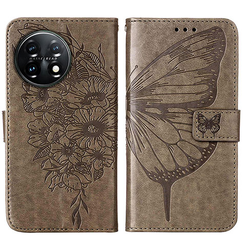 Funda de Cuero Cartera con Soporte Mariposa Carcasa Y01B para OnePlus 11 5G Gris