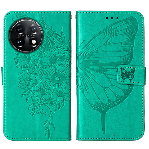 Funda de Cuero Cartera con Soporte Mariposa Carcasa Y01B para OnePlus 11 5G Verde