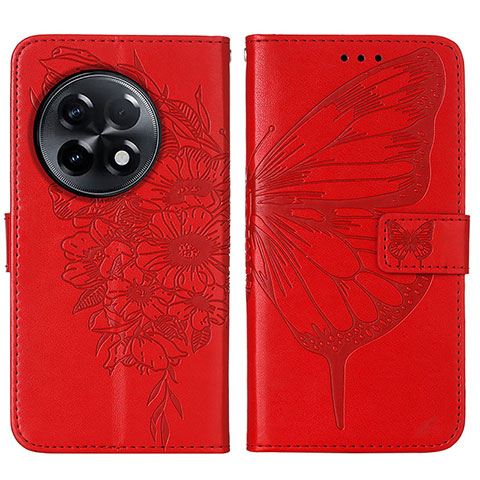 Funda de Cuero Cartera con Soporte Mariposa Carcasa Y01B para OnePlus Ace 2 5G Rojo