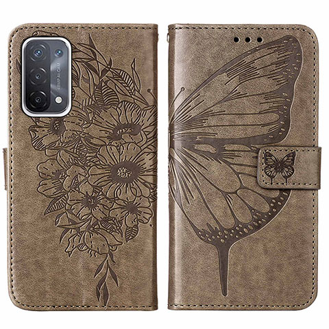 Funda de Cuero Cartera con Soporte Mariposa Carcasa Y01B para OnePlus Nord N200 5G Gris