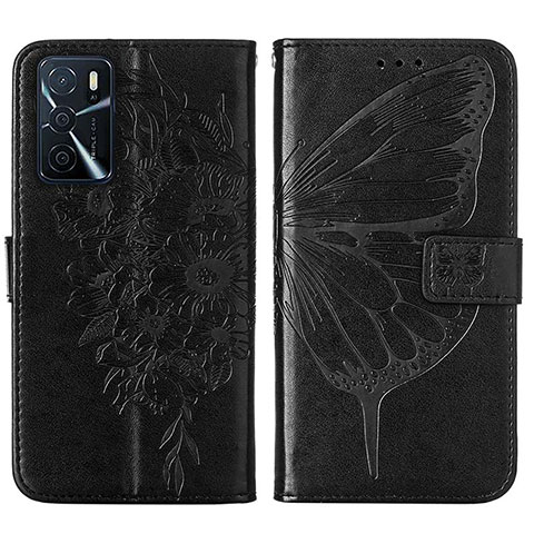 Funda de Cuero Cartera con Soporte Mariposa Carcasa Y01B para Oppo A16 Negro