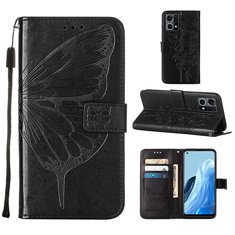 Funda de Cuero Cartera con Soporte Mariposa Carcasa Y01B para Oppo F21 Pro 4G Negro