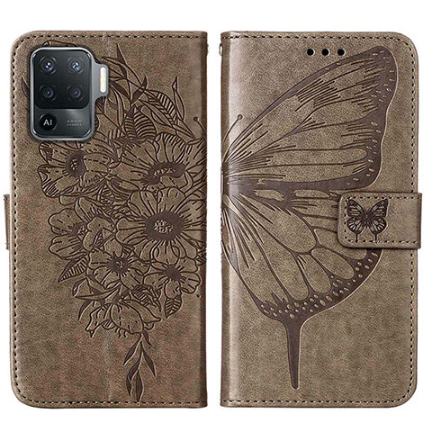 Funda de Cuero Cartera con Soporte Mariposa Carcasa Y01B para Oppo Reno5 F Gris