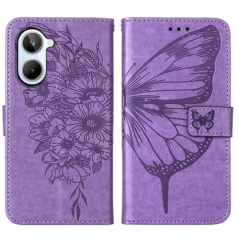 Funda de Cuero Cartera con Soporte Mariposa Carcasa Y01B para Realme 10 4G Purpura Claro