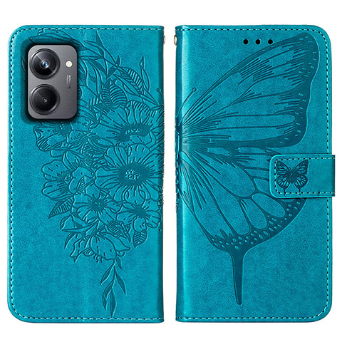 Funda de Cuero Cartera con Soporte Mariposa Carcasa Y01B para Realme 10 Pro 5G Azul