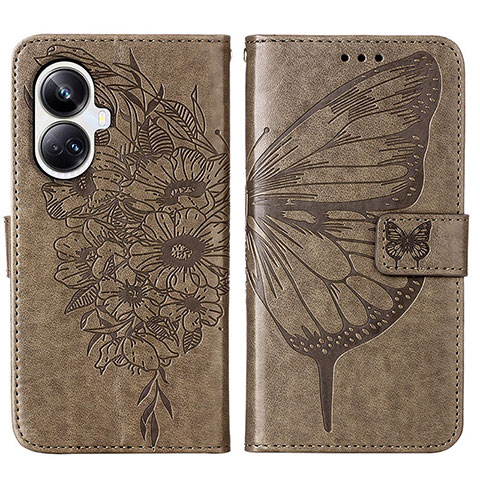 Funda de Cuero Cartera con Soporte Mariposa Carcasa Y01B para Realme 10 Pro+ Plus 5G Gris