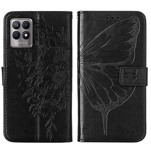 Funda de Cuero Cartera con Soporte Mariposa Carcasa Y01B para Realme 8i Negro