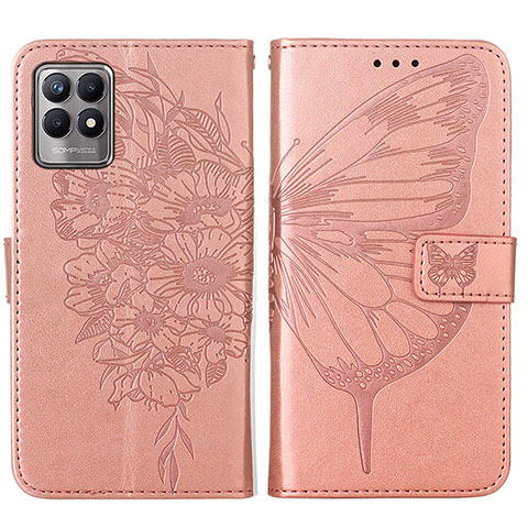 Funda de Cuero Cartera con Soporte Mariposa Carcasa Y01B para Realme 8i Oro Rosa