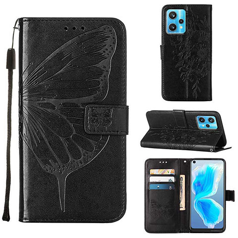 Funda de Cuero Cartera con Soporte Mariposa Carcasa Y01B para Realme 9 4G Negro