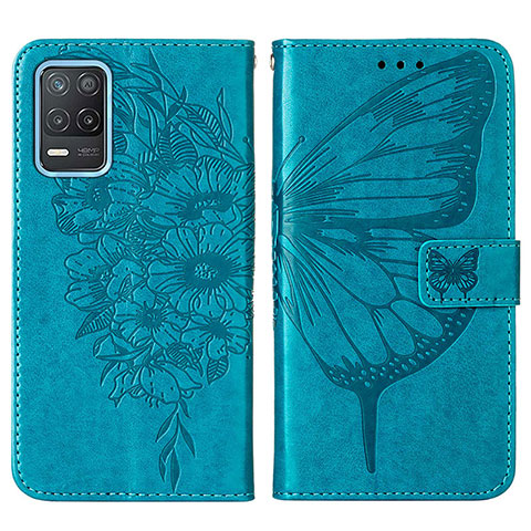 Funda de Cuero Cartera con Soporte Mariposa Carcasa Y01B para Realme 9 5G India Azul