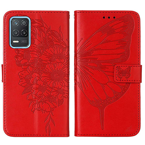 Funda de Cuero Cartera con Soporte Mariposa Carcasa Y01B para Realme 9 5G India Rojo