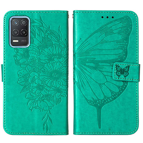 Funda de Cuero Cartera con Soporte Mariposa Carcasa Y01B para Realme 9 5G India Verde