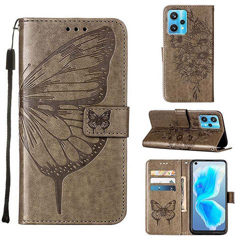 Funda de Cuero Cartera con Soporte Mariposa Carcasa Y01B para Realme 9 Pro+ Plus 5G Gris